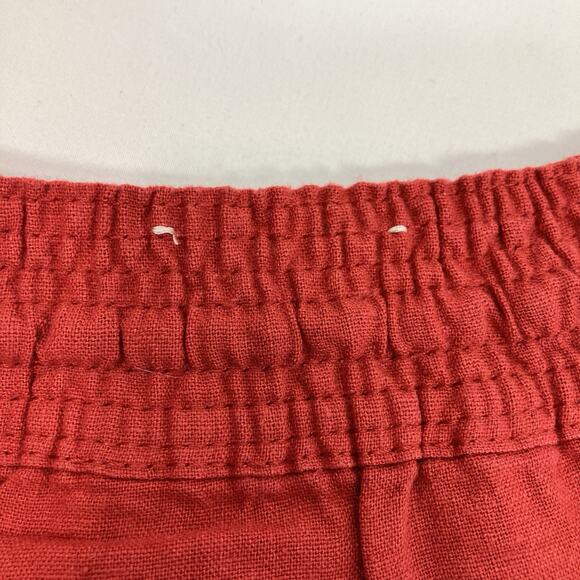 Altar'd State Women’s Linen Rayon Drawstring 3” Paper Bag Shorts Size M Red - Picture 7 of 9